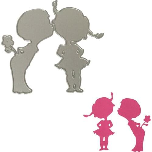 1PCS Boy And Girl Kissing Cutting Dies Metal Crafts Stencil DIY Scrapbooking Album Paper Card Craft DIY Paper Cards