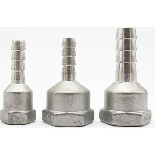 6mm 8mm 10mm 12mm 14mm 15mm 16mm 20mm Hose Barb x 1/4" 3/8" 1/2" 3/4" 1" BSP Female 304 Stainless Steel Nipple Pipe Fitting