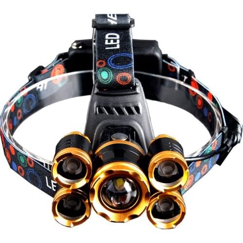 Headlights adjust light charging battery zoomable head-mounted lamp sensor hunting headlamp bike torch night fishing outdoor