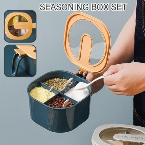 Convenience Seasoning Box Spice Jars Four Compartment Condiments Storage Pots Storage Tool for Kitchen SCIE999