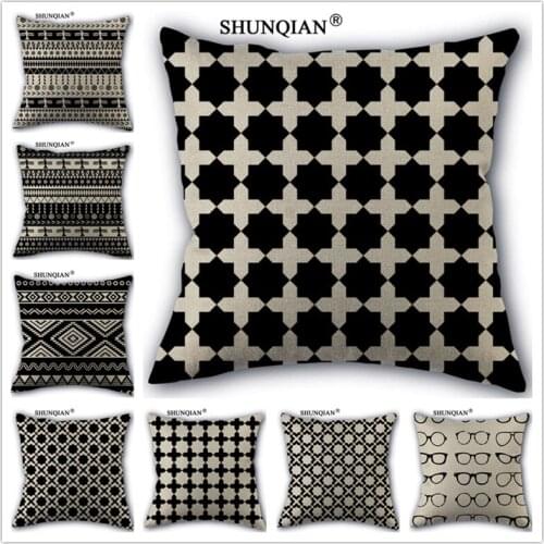 WJY424 Modern minimalist black and white pillowcases Custom Throw Pillow Case 45x45cm Printed Covers Bed Home
