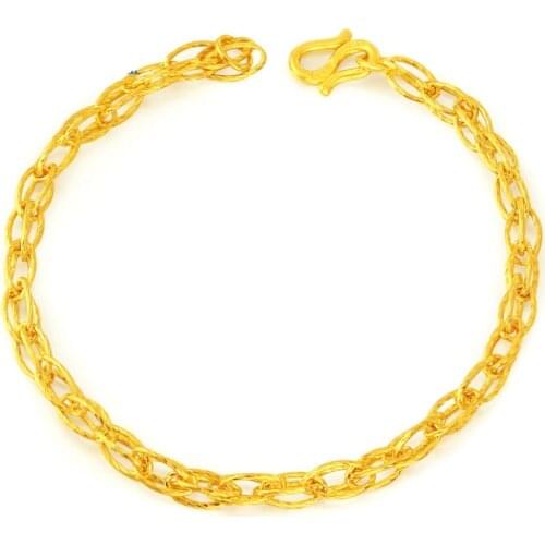 Fine Jewelry Real 24k Yellow Gold Bracelet Women Link Chain 3.82g