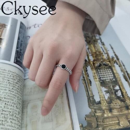 Ckysee 2020 925-Sterling -Silver Retro Simple Rings Adjustable Closed Ring For Woman Fashion Ring Jewelry Gift