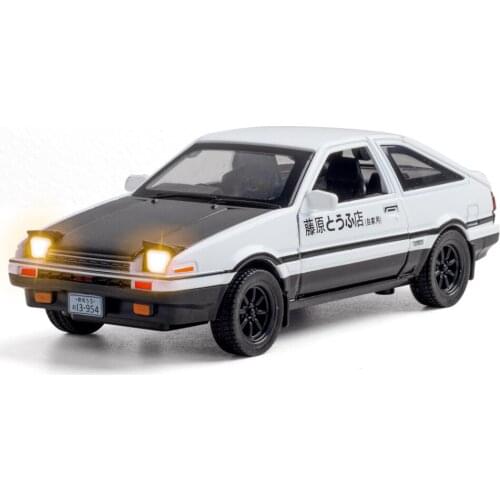 1:32 High Simulation Toyota Fujiwara AE86 Alloy Car Model Ornaments with Sound and Light Door Toys for Children Gifts