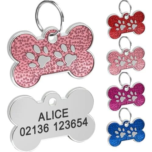 10pcs Cheap Dog ID Tags Bone Shape Personalized Dog Cat Tags Customized Pet Tag Collar Pendants Wholesale