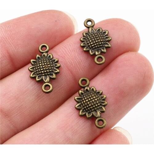16x10mm 50pcs Antique Bronze Plated Sunflower Handmade Charms Pendant:DIY for bracelet necklace-P7-02