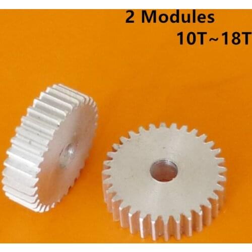 2 Modules 10T-19T Tooth Bore 6 6.35 8 10 12mm Aluminum Alloy Gear without steps Mini Gear for Micro Motor and Model