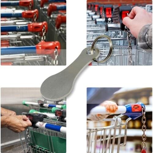 2 PCS Metal Keychain Aluminum Alloy Shopping Cart Token Keychain Accessories Decor Keyring Hook Keychain Gift Wholesale