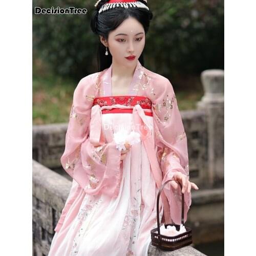 2021 ancient chinese costume women clothes traditional hanfu tang dynasty dance costumes folk fairy dress cosplay stage wear
