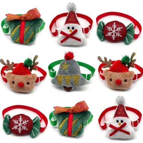 50/100pcs Christmas Dog Accessories Pet Dog Bow Tie Adjustable Pet Collar Bowknot Dog Cat Bowtie for Dog Grooming Pet Acessories