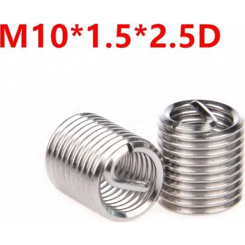 50pcs M10*1.5*2.5D Wire Thread Insert, m10x2.5D Wire screw sleeve, M10 Screw Bushing Helicoil Wire Thread Repair Inserts SUS304