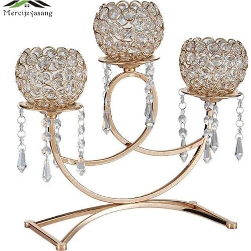 6Pcs/Lot Candle Holder Table Crystal Candlestick Geometric 3-heads Romantic Candle Holders for Wedding/Dinner Decoration GZT106