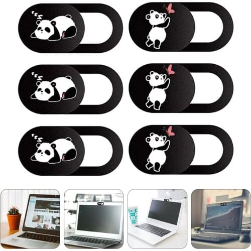 6Pcs Panda Pattern Laptop Phone Camera Cover Slide Self Adhesive Webcam Blocker