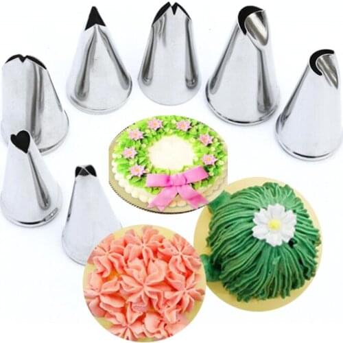 7Pcs/Set Stainless Steel chrysanthemum Leaf Nozzles Icing Piping Tips Cake Decorating Tools Cream Rose Bakeware Cupcake Molds