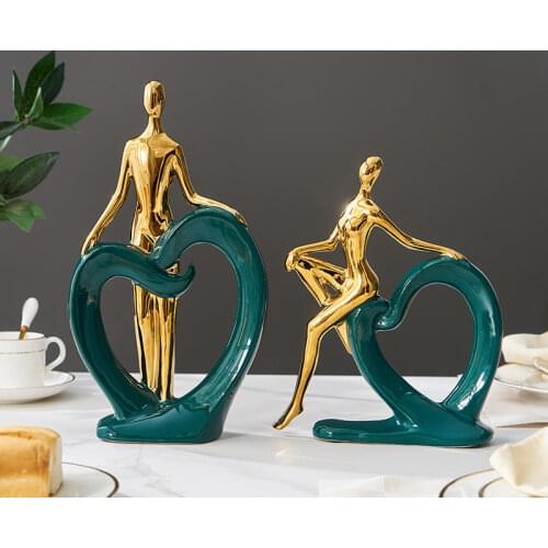 Home Decoration Accessories Luxury Abstract Figure Sculpture Ceramic Living Room Decoration Statues Modern Home Decoration Gift