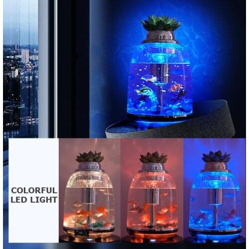 5.5L Aquarium Table PC Round Mini Fish Tank Small Fish Tank Landscape Tank Automatic Filtering Bucket Fish Tank With LED Light