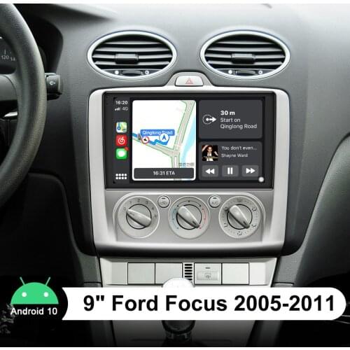 Android 10.0 9 Inch Plug And Play Car Radio Player Carplay Android Auto1280*720 For Ford Focus 2005-2011（Manual Air-conditioning