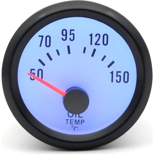 2" 52mm Dragon Gauge Car Meter Oil Temp Temperature Gauge 50-150 C Analog Black Case With Blue LED