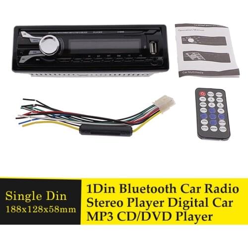 One Din Bluetooth Car Radio Remote Control Audio Stereo Built-in AUX Support USB MP3 DVD CD SD FM Hands-free Calls Radio Player