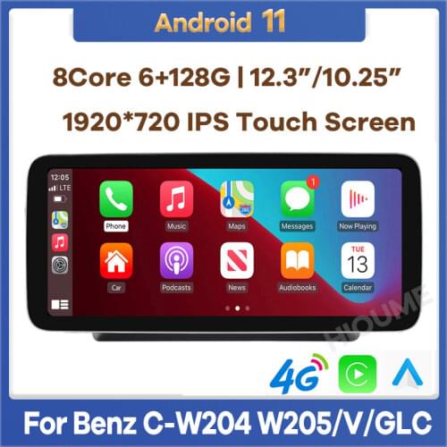 12.3" 8Core CPU 8G RAM Android 10 Car GPS Radio Multimedia for Mercedes Benz C/V Class W204 W205 GLC X253 W446 2008-2018 CarPlay