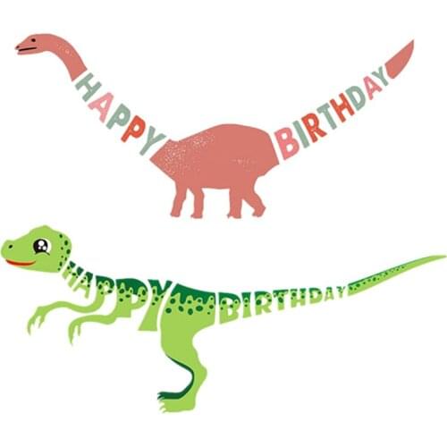 TPXCKz Hot Sale Dinosaur Banner Set Dino Themes Event Party Supplies Decor Happy Birthday Banners Favors For Kids Boy Gift