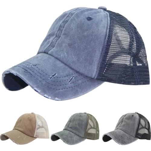 Baseball Caps Adult Women Ripped Anti UV Mesh Ponytail Hat Adjustable Breathable Sports Baseball Cap