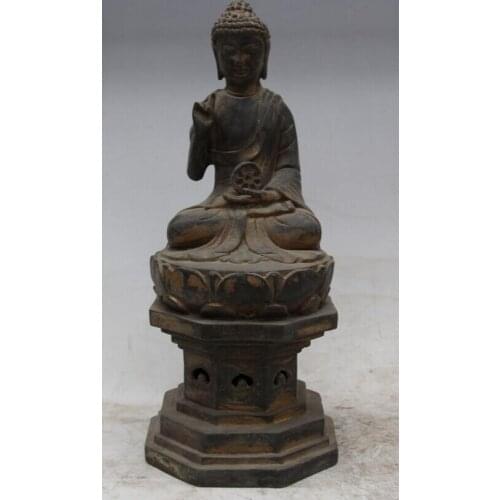 Fast shipping USPS to USA S2230 12" Old Chinese Northern Wei Bronze Shakyamuni Amitabha Buddha Sakyamuni Statue