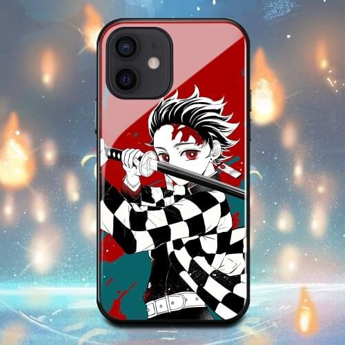 Demon Slayer Kamado Tanjirou Phone Case For Iphone 12Mini 12Pro X XR XS Max 11 11Pro 6 6s 7 8 Plus Tempered glass shell Cover