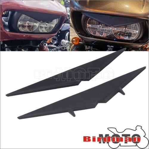 Black Rubber Motorcycle Headlight Eyelid Eyebrow Trims For Harley Road Glide FLTRK FLTRXSE FLTRU FLTRX FLTRXS FLTRUSE 2015-2020