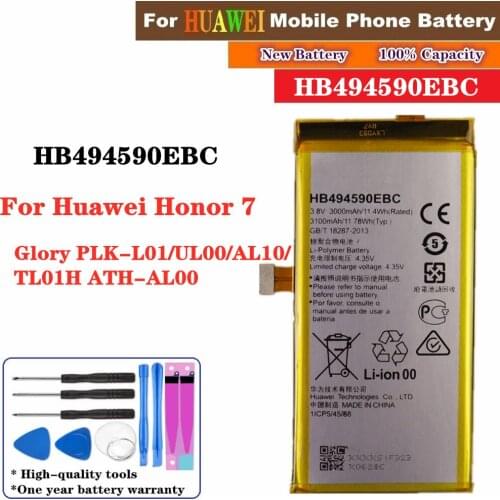 For Huawei Honor 7 Glory PLK-TL01H ATH-AL00 PLK-AL10 PLK-L01 Phone Battery 3000mAh HB494590EBC Replacement Battery
