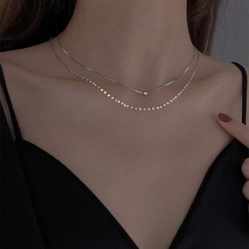 Elegant 925 Silver Necklace Double Round Bead Pendant Sweet Romantic Choker For Girl Valentines Day Fine Jewelry NK080