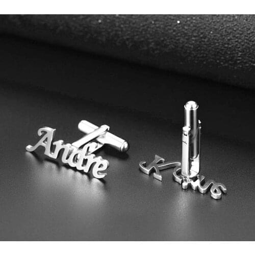 Personalized Cufflinks Initials Stainless Steel Name Cufflinks for Men Fashion LOGO Cufflink Men Jewelry Wedding Groomsmen Gift