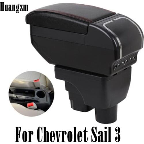 Center Console Storage Box For Chevrolet Sail 3 Armrest box Dual layer ashtray 9 USB Charging Car decoration accessories