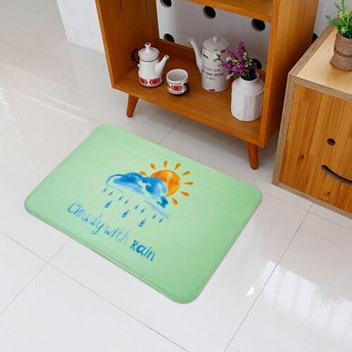 Cute Cloudy With Rain Painted Bathroom Mat Anti-Slip Soft Carpet for Living room Hallway Quality Flannel Area Rug Home Decor