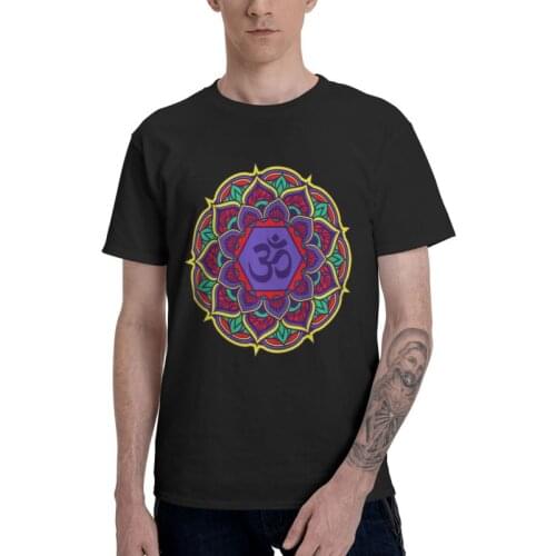 Male Mandala Om T-Shirt Funny Aum Buddhism Buddha Hinduism Tshirt Short Sleeve Hip Hop T Shirt Homme Cotton Tee Tops Gift