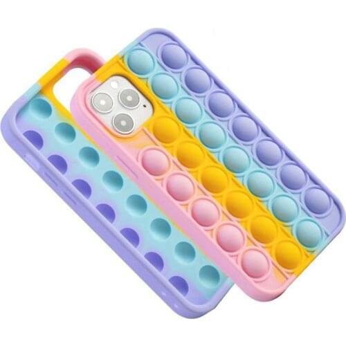 Relieve Stress Pop Fidget Push Bubble Toys Soft Silicon Phone Cover Case For iPhone 5S SE 2020 6S 7 8 Plus 11 12 Pro XS Max X XR