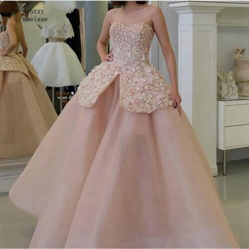 New Arrival Off The Shoulder Pink Sexy Evening Dress Long 2020 Dubai Kaftan Party Dress Ball Gown Evening Dresses Evening Gown