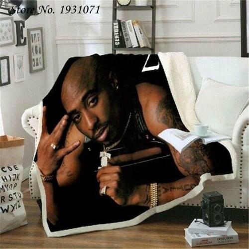 NEW 2PAC Rapper Hip Hop 3D Printed Fleece Blanket for Beds Thick Quilt Fashion Bedspread Sherpa Throw Blanket Adults Kids 09