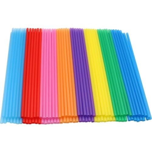 100pcs Hot Sale Disposable Color Plastic Straw 6*190mm Handmade Diy Creativity Straight Pipe 100 Single Color 8 Colors Mixed