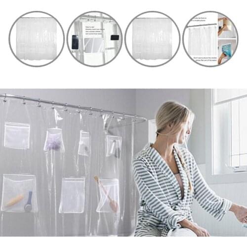Easy to Use Practical Semi Transparent Pocket Bath Curtain Rustproof Bath Curtain Anti-corrosion for Home