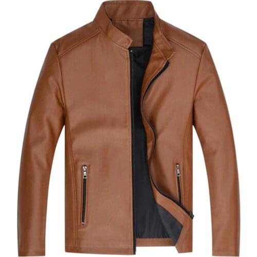 Support Dropshipping Leather Jacket Men Casual Stand Collar Motorcycle Leather Jacket Male Faux Leather Clothing High quality