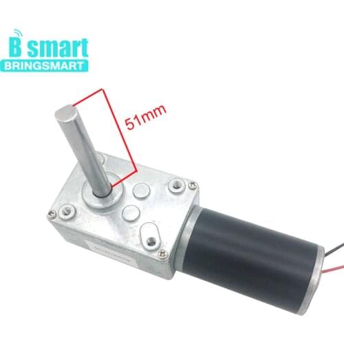 Bringsmart 5840-31ZY 12V DC Motor Reversed Reduction Motor Self-lock Extension Shaft Motor 24V Worm Geared Motors High Torque