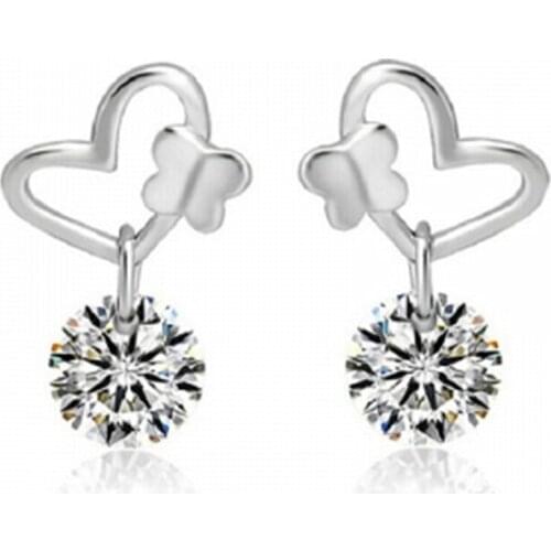 Fashion Heart Crystal Earrings Butterfly Stud Earrings For Women Wedding Jewelry Pendientes Mujer Moda Brincos Accessories
