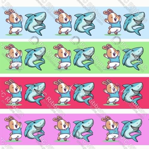 Cartoon Baby Bunny Printed Lanyard/Grosgrain/Satin Ribbon Design Customized for DIY Hair Craft Supplies Sewing 50 Yards