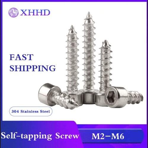 304 Stainless Steel HA Socket Head Cap Screw Hexagon Socket Head Tapping Screw M2 M2.6 M3 M4 M5 M6