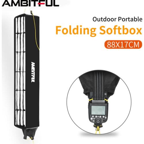 AMBITFUL 88*17*17cm Speedlite Beehive Honeycomb Grid Strip Inner Silver Softbox with Storage Bag for Speedlite Flash