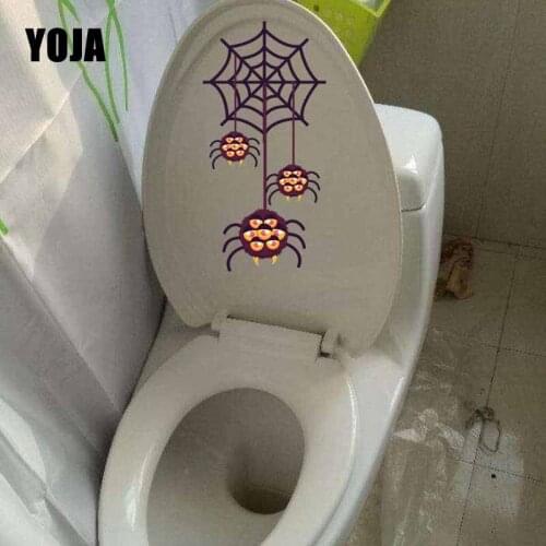 YOJA 11.5X23.4CM Living Room Home Decor Cartoon Halloween Spider Web Wall Sticker Toilet Decal T5-1355