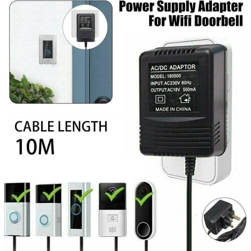 10M AC 18V 500mA 9W Power Supply Charging Adapter Charger For Video Ring Doorbell Transformer UK Hardware Accessories