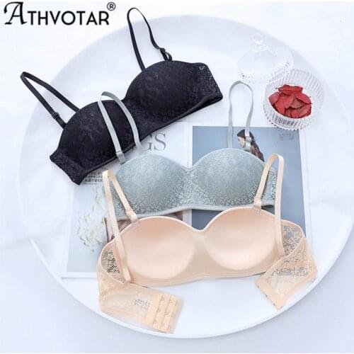 ATHVOTAR Sexy Strapless Bra Push Up Invisible Bra For Women Tube Top A B Cup Lace Brassiere Wireless Bralette Underwear