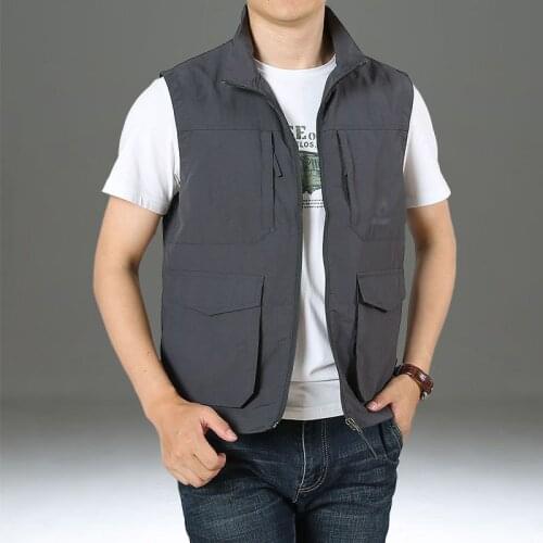 Outdoor Men Vest Quick Dry Multi-Pocket Zipper Casual Jacket Sleeveless Breathable Hiking Photography Fishing Military Waistcoat